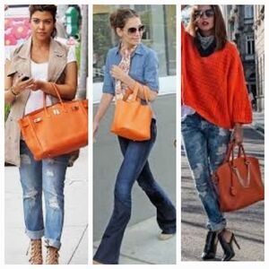 Vintage ESCADA Cantaloup Orange Patent Leather Shoulder Bag Purse